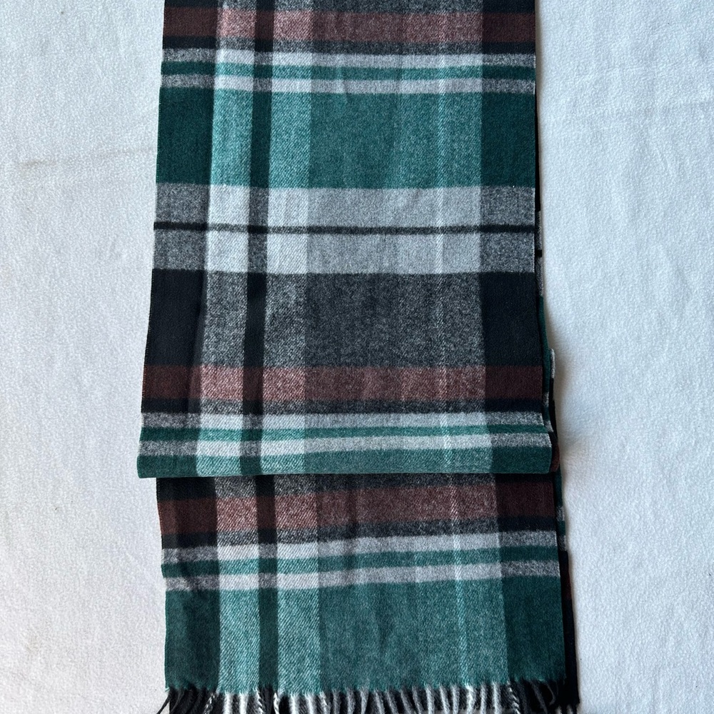 Plaid Men's Scarf - Green, Gray, Black